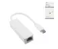 Preview: Adapter USB C-kontakt / RJ45 Gbit LAN, vit, 10/100/1000 Mbps med automatisk avkänning, 0,2m, DINIC Box