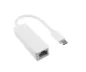 Preview: Adapter USB C Stecker / RJ45 Gbit LAN, weiß, 10/100/1000 Mbps mit Auto-Erkennung, 0,2m, DINIC Box