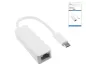 Preview: Adapter USB C Stecker / RJ45 Gbit LAN, 10/100/1000 Mbps mit Auto-Erkennung, weiß, DINIC Box mit Euroloch, Länge 0,20m