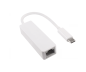 Preview: Adapter USB C plug / RJ45 Gbit LAN, 10/100/1000 Mbps with auto detection, white, DINIC polybag, length 0.20m