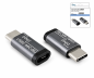 Preview: Adaptateur, USB C mâle vers Micro USB femelle Alu, gris espace, DINIC Box avec trou européen