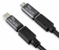 Preview: Conjunto, adaptador USB C macho para micro fêmea + C fêmea para micro macho 2x USB, alumínio, cinzento espacial, caixa DINIC com orifício europeu