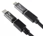 Preview: Set, USB C male to micro female + C female to micro male 2x USB adapter, aluminium, space grey, DINIC box with Euro hole