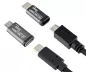 Preview: Set, USB C male to micro female + C female to micro male 2x USB adapter, aluminium, space grey, DINIC box with Euro hole