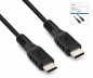 Preview: Cable de carga DINIC USB tipo C a C, 2 conectores USB tipo C, 60 W, 3 A, OD: 4,5 mm, negro, caja de cartón con orificio europeo, 3 m