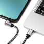 Preview: USB-C auf C 90° Ladekabel, HQ-Alu Stecker, 60w, Nylon Kabel, Space Grey, DINIC Box mit Euroloch, 0,50m