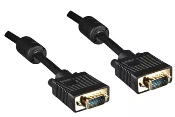 S-VGA monitor cable, DB15 male to male, gold plated contacts, 2-fold shielding, ferrite cores, length 5.00m, polybag