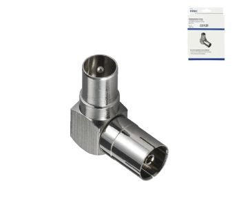 DINIC IEC-Winkeladapter 90 Grad mit Koax-Stecker und Koax-Kupplung