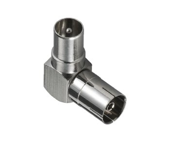 DINIC koaksiaalnurga adapter 90°, metallkorpusega koaksiaalpistik koaksiaalühendusele, DINIC-karp koos euroauguga