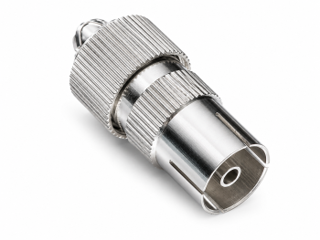 DINIC koaksialinė jungtis 9,5 mm, su sraigtiniu sujungimu, metalinė versija, skirta koaksialiniam kabeliui 4,5-7,5 mm, DINIC lizdinė plokštelė