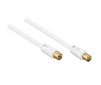 Cable coaxial de antena, blindaje 120dB, 1,5m dorado, cuádruple blindaje, blanco