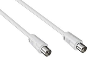 Koaksialni antenski kabel od vtiča do vtičnice, bele barve, polivinilasta vrečka DINIC, dolžina 1,50 m