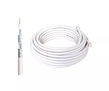 Câble de pose coaxial TV / SAT, 120dB, classe A++, blindage quadruple, en rouleau, blanc, longueur 25,00m