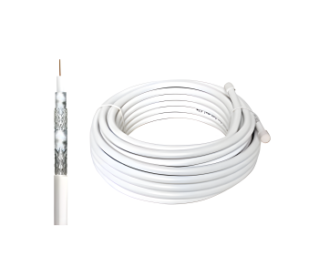 Coaxial TV / SAT installation cable, 120dB, class A++, 4-fold shielded, on roll, white, length 25.00m