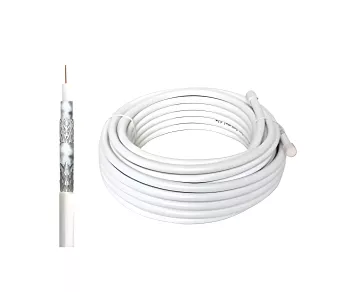 Câble de pose coaxial TV / SAT, 120dB, classe A++, blindage quadruple, en rouleau, blanc, longueur 25,00m