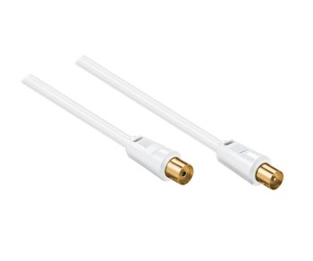 Coaxial antenna cable, shielding 120dB, gold-plated, quadruple shielded, white, DINIC blister, length 5m