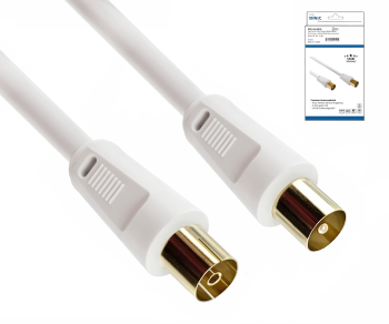 Coaxial antenna cable, shielding 120dB, gold-plated, quadruple shielded, white, DINIC box with Euro hole, length 2.50m