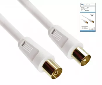 Coaxial antenna cable, shielding 120dB, gold-plated, quadruple shielded, white, DINIC box with Euro hole, length 10m