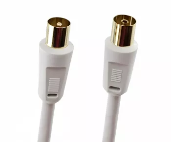 Coaxial antenna cable, shielding 120dB, gold-plated, quadruple shielded, white, DINIC box with Euro hole, length 10m
