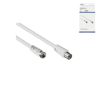 DINIC SAT adapter cable, F male to coax female, white, length 2,50m, box