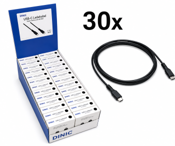 30x USB C auf C Ladekabel, schwarz, im DINIC Thekendisplay, 1,50m