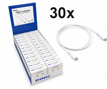 30x USB C auf C Ladekabel, weiß, im DINIC Thekendisplay, 1,50m