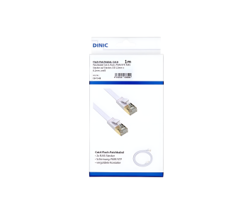 Cable de conexión Cat.6, plano, PiMF/STP, blanco, caja DINIC con euroagujero, longitud 1m