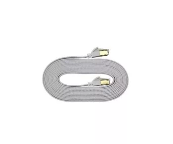 Patchkabel Cat.6, flach, PiMF/STP, weiß, DINIC Box mit Euroloch, Länge 10m