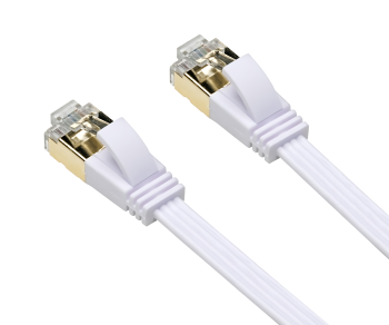 Câble patch Cat.6, plat, PiMF/STP, blanc, DINIC Box avec trou européen, longueur 10m