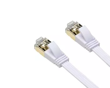 Patchkabel Cat.6, flach, PiMF/STP, weiß, DINIC Box mit Euroloch, Länge 10m