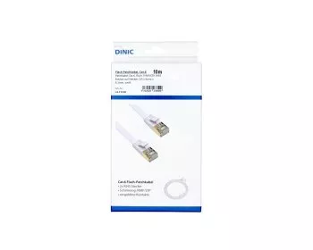 Patchkabel Cat.6, flach, PiMF/STP, weiß, DINIC Box mit Euroloch, Länge 10m