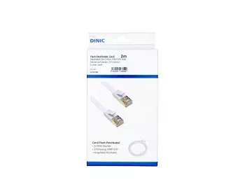 Patch cable Cat.6, flat, PiMF/STP, white, DINIC box with Euro hole, length 2m