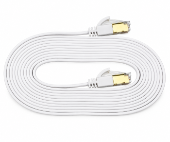 Patchkabel Cat.6, flach, PiMF/STP, weiß, DINIC Blister, Länge 2m
