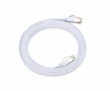 Patchkabel Cat.6, flach, PiMF/STP, weiß, DINIC Blister, Länge 2m