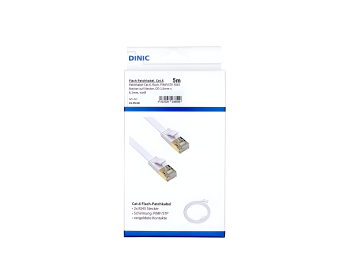 Câble patch Cat.6, plat, PiMF/STP, blanc, DINIC Box avec trou européen, longueur 5m