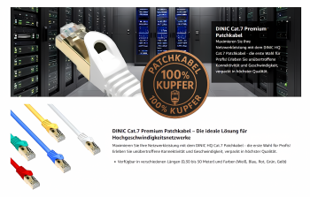 Premium Cat.7 Patchkabel, LSZH, 2x RJ45 Stecker, Kupfer, weiß, 0,30m