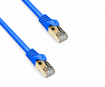 Aukščiausios kokybės Cat.7 jungiamasis kabelis, LSZH, 2 RJ45 jungtys, varis, mėlynos spalvos, 10,00 m
