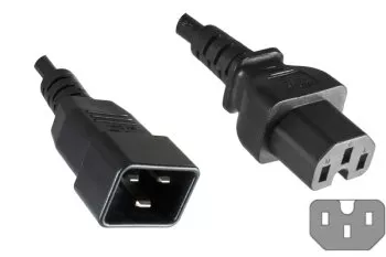 Cable de aparato caliente C15 a C20, 1mm², prolongación, VDE, negro, longitud 1,80m