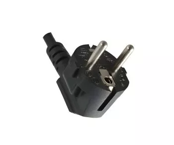 Netsnoer CEE 7/7 90° naar heteluchtstekker C15, 1mm², VDE, zwart, lengte 5,00m