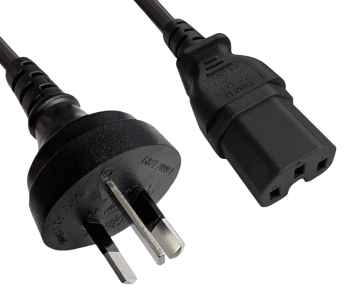 Cabo de rede eléctrica China tipo I a C15, 1mm², H05RN, aprovação: CCC, preto, comprimento 1,80m