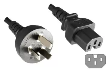 Power Cord China Type I to C15, 1mm², H05RN, Approval: CCC, black, length 1,80m