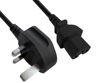 Мрежов кабел England UK тип G 10A към C15, 1mm², одобрение: ASTA, черен, дължина 1.80m