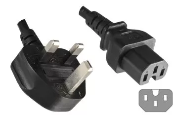 Power cord England UK type G 10A to C15, 1mm², approval: ASTA, black, length 1,80m