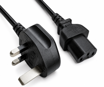 Καλώδιο δικτύου Αγγλίας τύπου G 10A έως C15, 1mm², έγκριση: ASTA, μαύρο, μήκος 1.80m