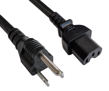 Cabo de rede eléctrica América EUA NEMA 5-15P, tipo B a C15, AWG14, SJT, aprovações: UL/CSA, preto, comprimento 1,80m