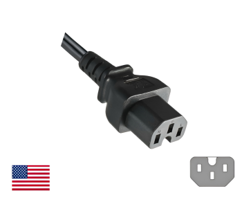 Mains cable America USA NEMA 5-15P, type B to C15, AWG14, SJT, approvals: UL/CSA, black, length 1.80m