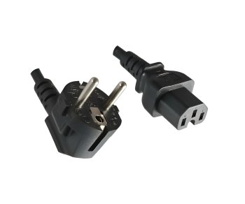 Power Cord CEE 7/7 90° to hot appliance plug C15, 1mm², VDE, black, length 1,80m, DINIC box