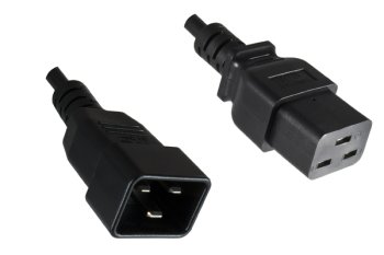 Cold appliance cable C19 to C20, 1,5mm², 16A, extension, VDE, black, length 3,00m