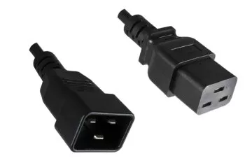 Cold appliance cable C19 to C20, 1,5mm², 16A, extension, VDE, black, length 5,00m