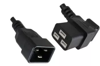 Cold appliance cable C19 90° to C20, 1,5mm², 16A, extension, VDE, black, length 1,80m